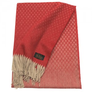 Плед GLEN SAXON Diamond Natur Carmine, кашемир, 147х183 см