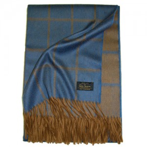 Плед GLEN SAXON Garda Camel Blue, кашемир, 130х180 см