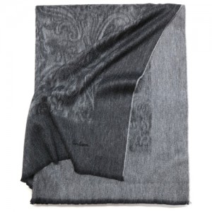 Плед GLEN SAXON Border Paisley Black-fl.Grey, кашемир, 150х200 см